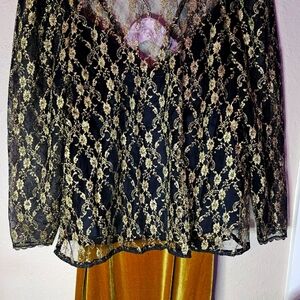 Vintage New Leaf By Samir Top with Gold Velvet Skirt Size 11/12